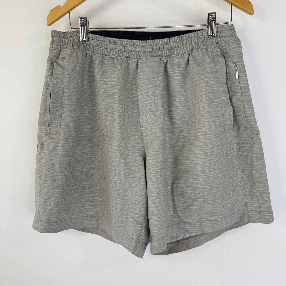 Birddogs Gym Shorts Mens XL Grey Space Dye Lined Zipper Pockets 7 Inseam